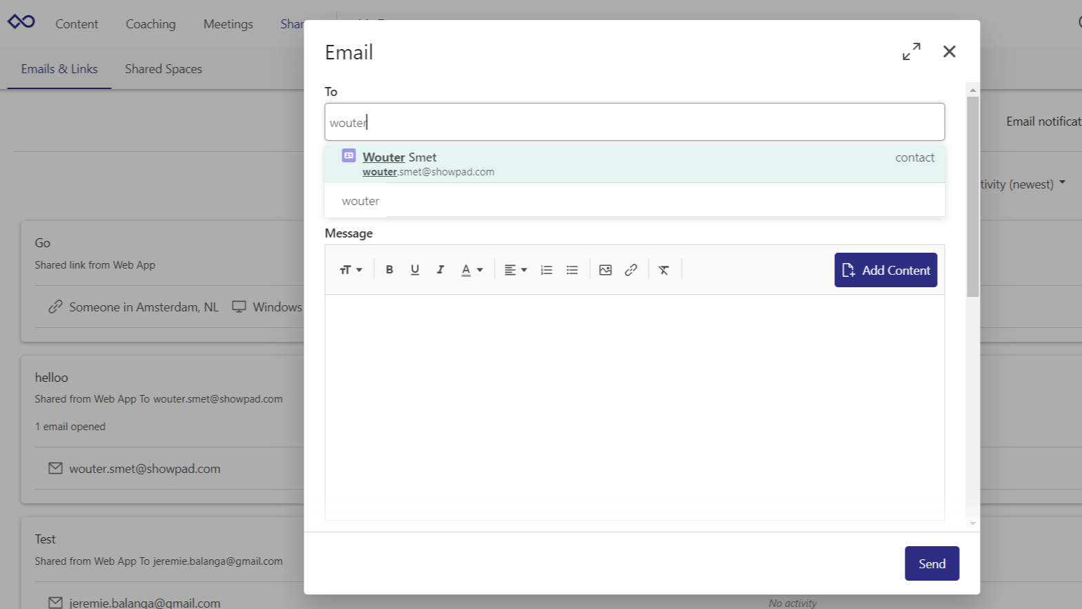 Search share recipients from your HubSpot data